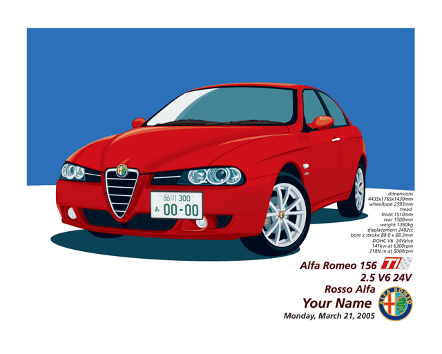 Alfa Romeo アルファロメオ イラスト 名刺 フル オーダー イラスト Automobile Light Magic